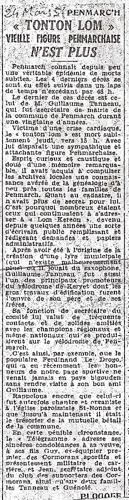 Coupure de journal décès de Tonton Lom DxO